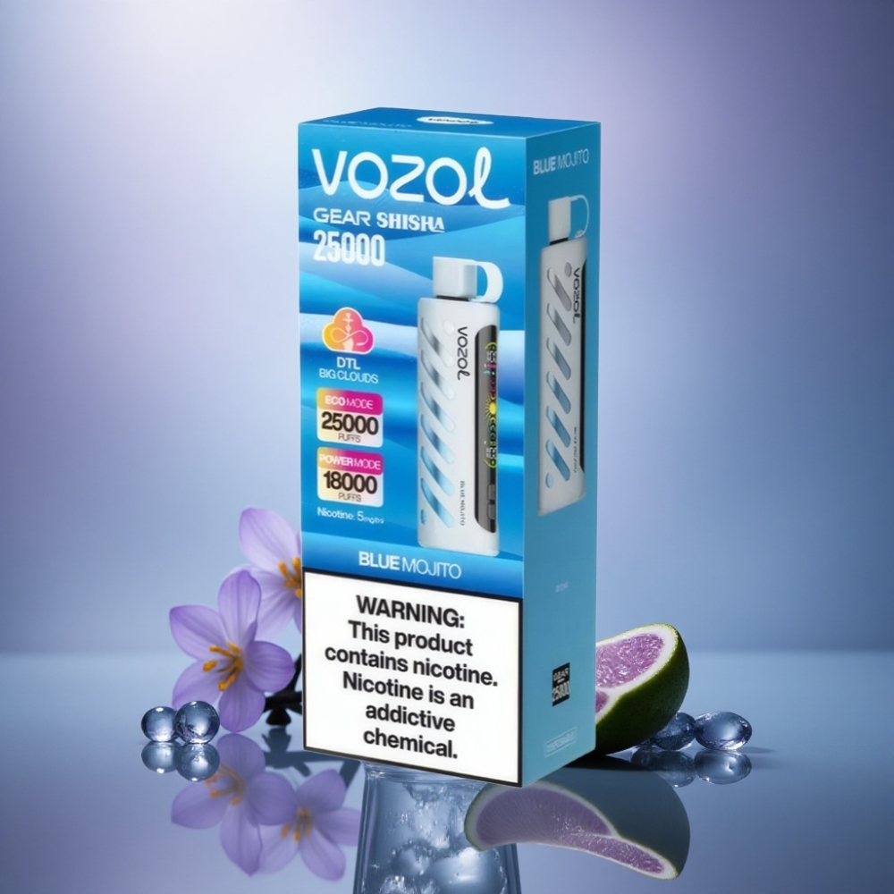VOZOL Gear Shisha 25000 Puffs Mojito Azul com 1000mAh e 5mg/ml de Nicotina
