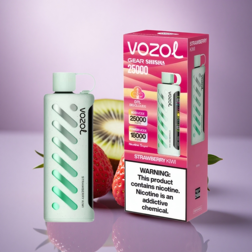VOZOL Gear Shisha 25000 Puffs Morango Kiwi com 1000mAh e 5mg/ml de Nicotina