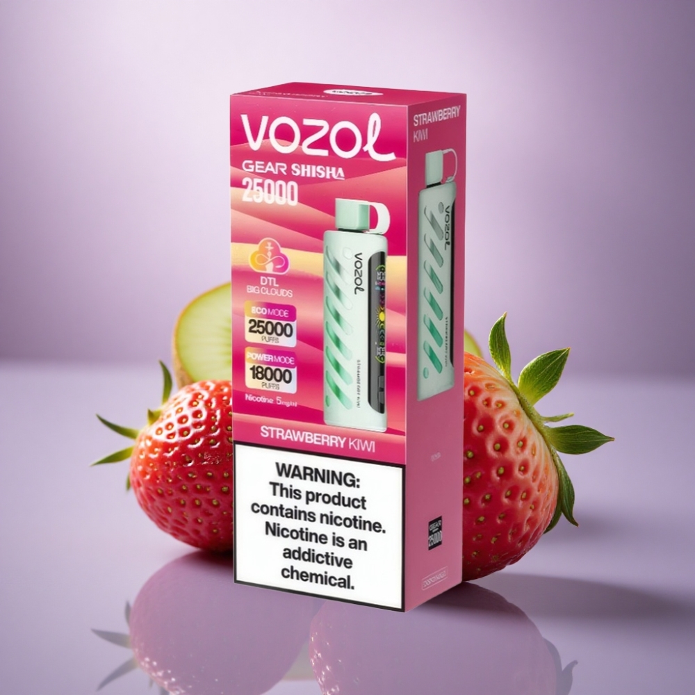 VOZOL Gear Shisha 25000 Puffs Morango Kiwi com 1000mAh e 5mg/ml de Nicotina