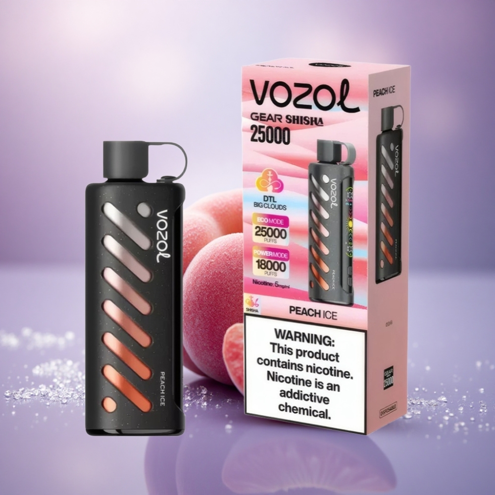 VOZOL Gear Shisha 25000 Puffs Pêssego Gelo com 5mg/ml de Nicotina e 1000mAh