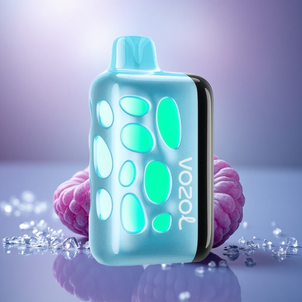 VOZOL RAVE 40000 Puffs Gelo Azul Framboesa com Luz Vibrante 270° e Bateria 1000mAh
