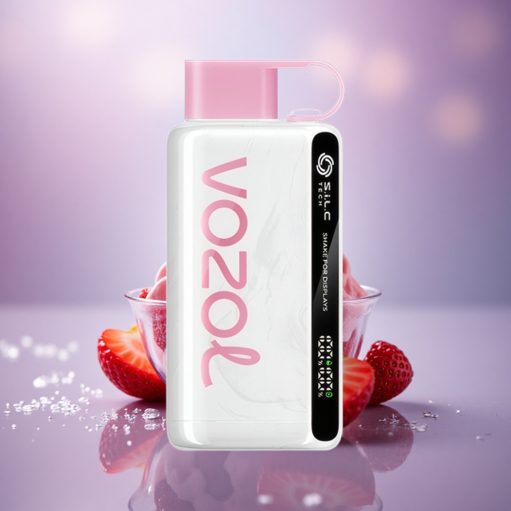 VOZOL STAR 9000/12000 Puffs Sorvete de Morango com S.i.L.C TECH e 650mAh
